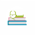 stack of books with skin caliper on top