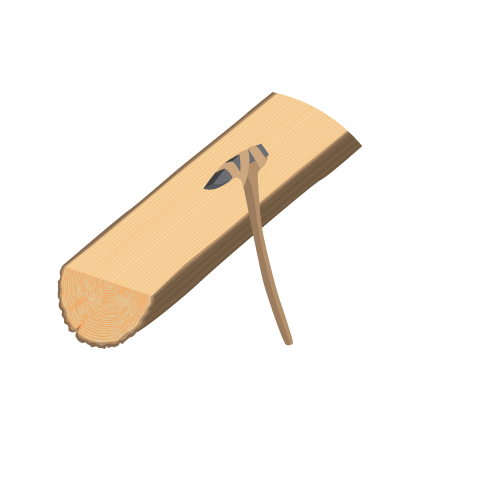 a log with a hammer